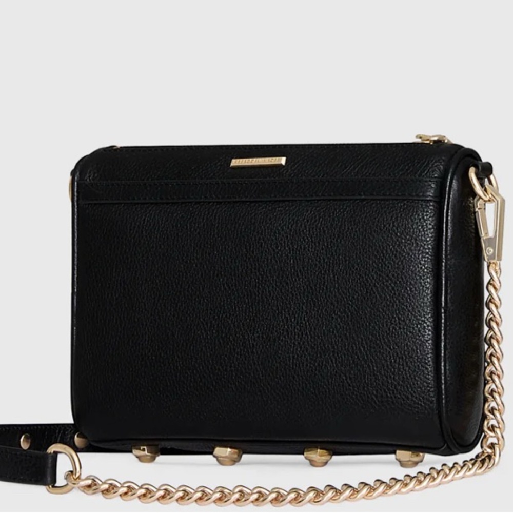 Rebecca Minkoff Mini M.A.C. Black Leather Crossbody with Gold Chain - Picture 5 of 6